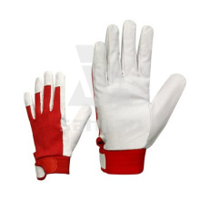 Leather White&Red Motorcycle Glove